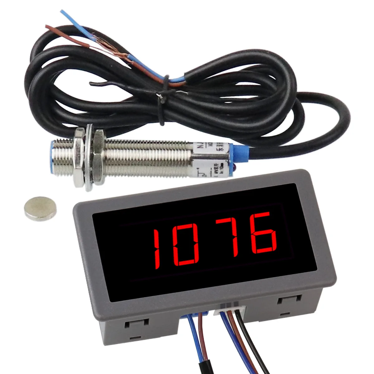 220V 110V AC Tachometer 4 Digit LED Digital Display Motor Tachometer With Hall Sensor Magnet Switch Sensor NPN