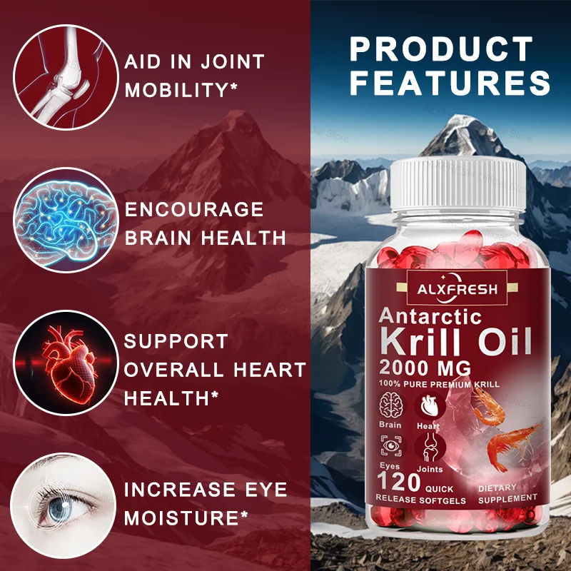 Krill Oil Capsules Promote Joint Mobility Eye Moisture Support Brain Heart Health Strengthen Blood Vessels Enhance Skin Health