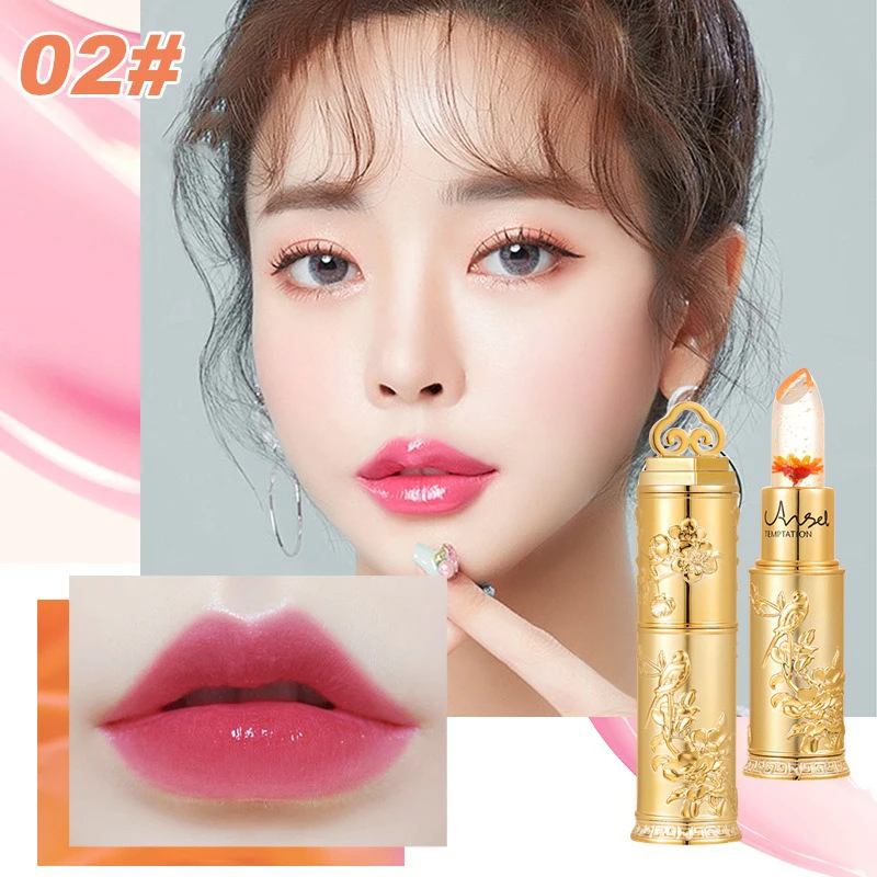 Waterproof Flower Lipstick Jelly Flower Transparent Color Changing Lipstick Long Lasting 6 Colors Flower Lipsticks Lip Balm 1PC