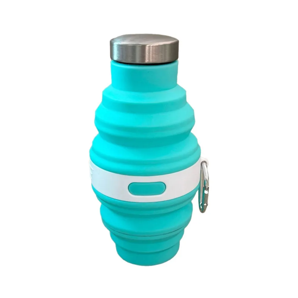 Reusable 475ml Collapsible Water Bottles Silicone Portable Hiking Cups Retractable with Carabiner Folding Drink Cups Sport