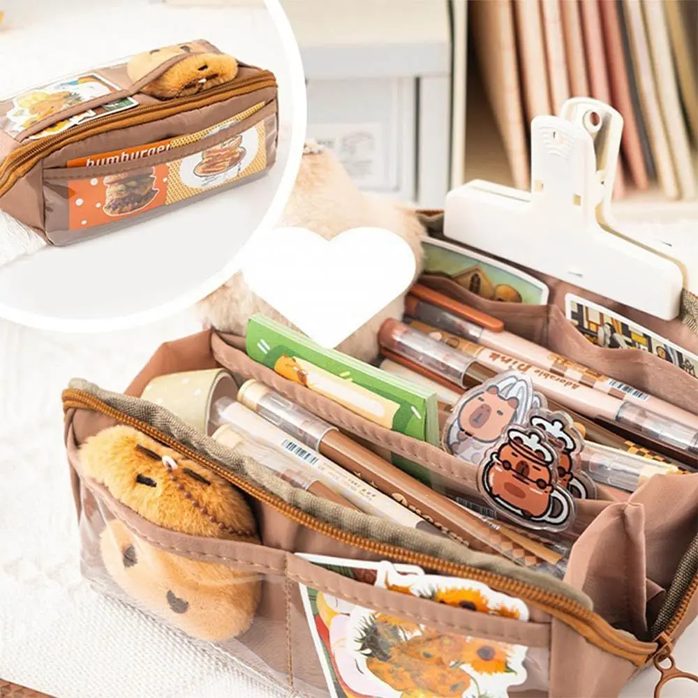 Канцелярский набор капибара для детей, набор школьных принадлежностей капибара, пенал капибары, пенал с широким открытием, пенал для учебы