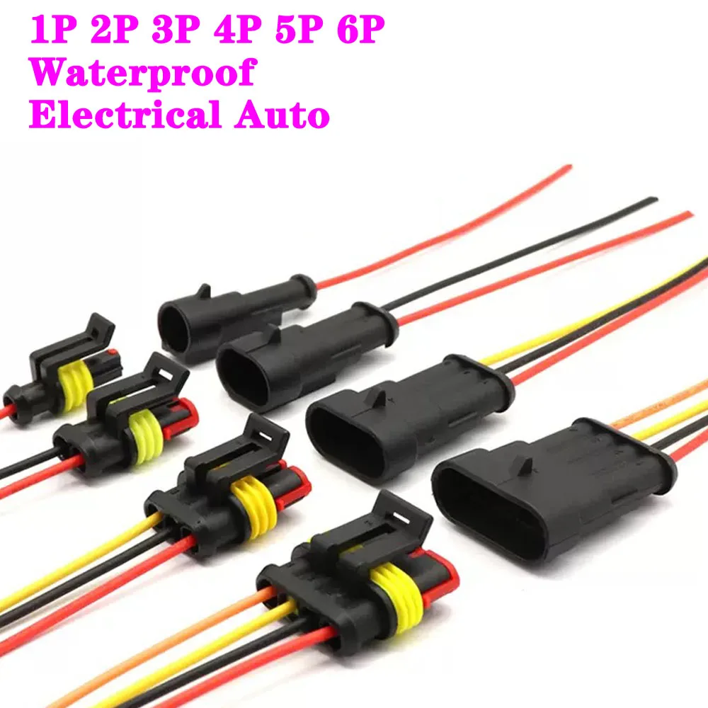 1 sets Waterproof Electrical Auto Connector Male Female 1P 2P 3P 4P 5P 6P Plug with Wire Cable harness for Car Motorcycle