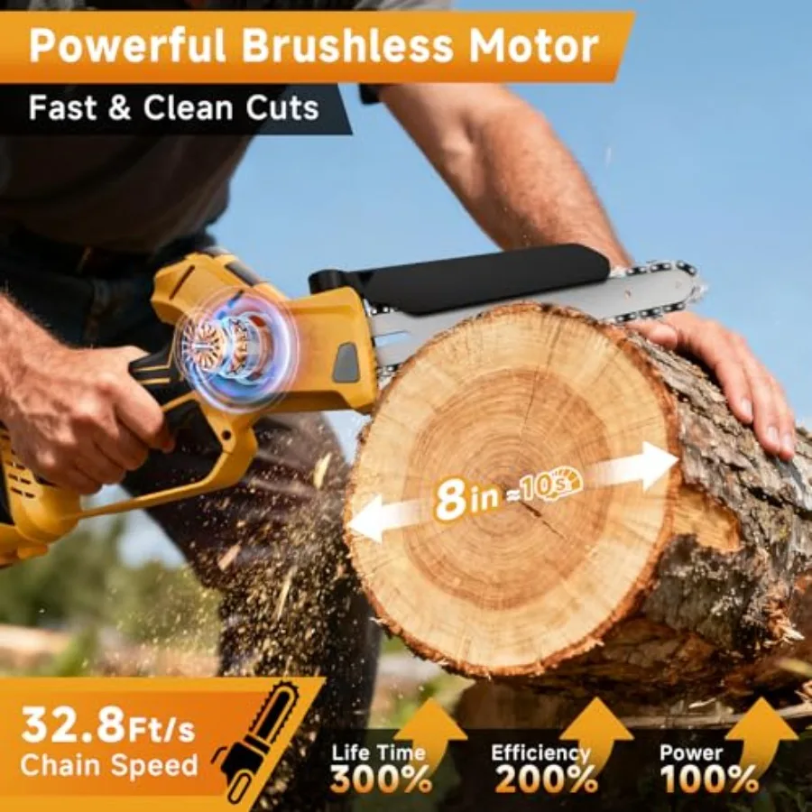 2-in-1 kabellose 8-Zoll-Stangensäge, Mini-Kettensäge, kompatibel mit 20 V max. Batterien nicht im Lieferumfang enthalten, elektrische Stangensägen für Baumschneidemaschinen