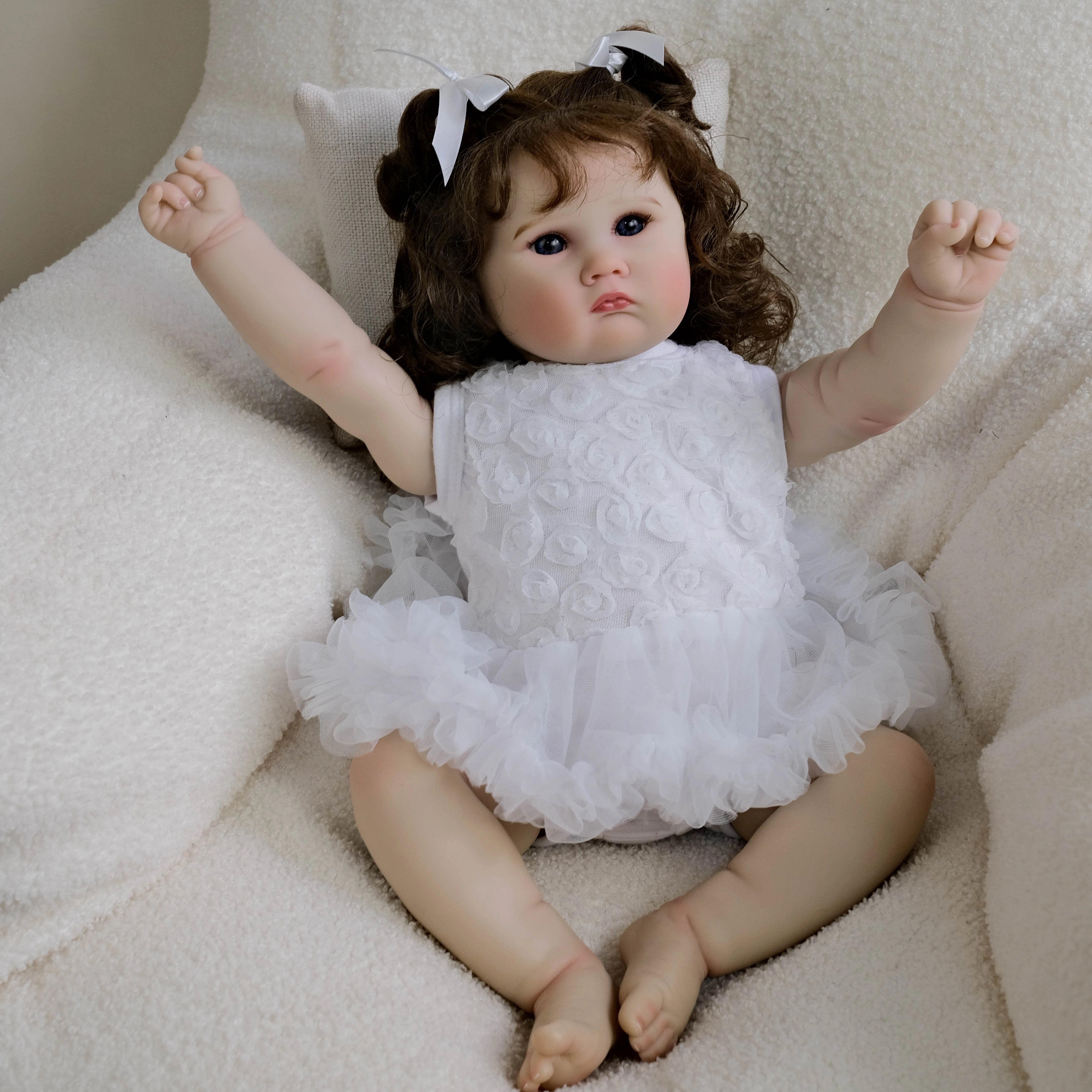 NPK 20inch lifelike Charlottte Reborn Baby Gril newborn doll hand Rooted hair 3D Paint Skin Visible Veins Collectible Art Doll