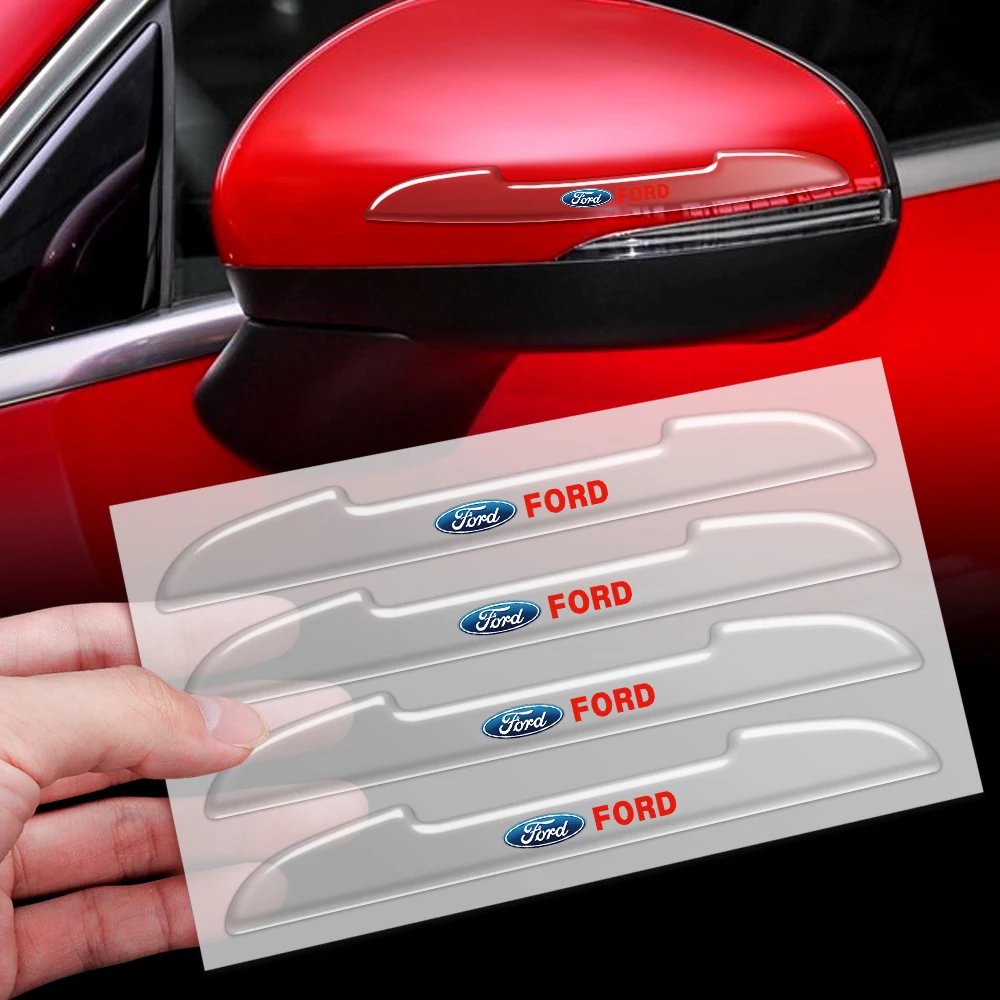 Transparent Car Door Anti-collision Stickers Rearview Mirror Protective Decals For Ford Ranger Focus Kuga Mustang S-MAX Transit