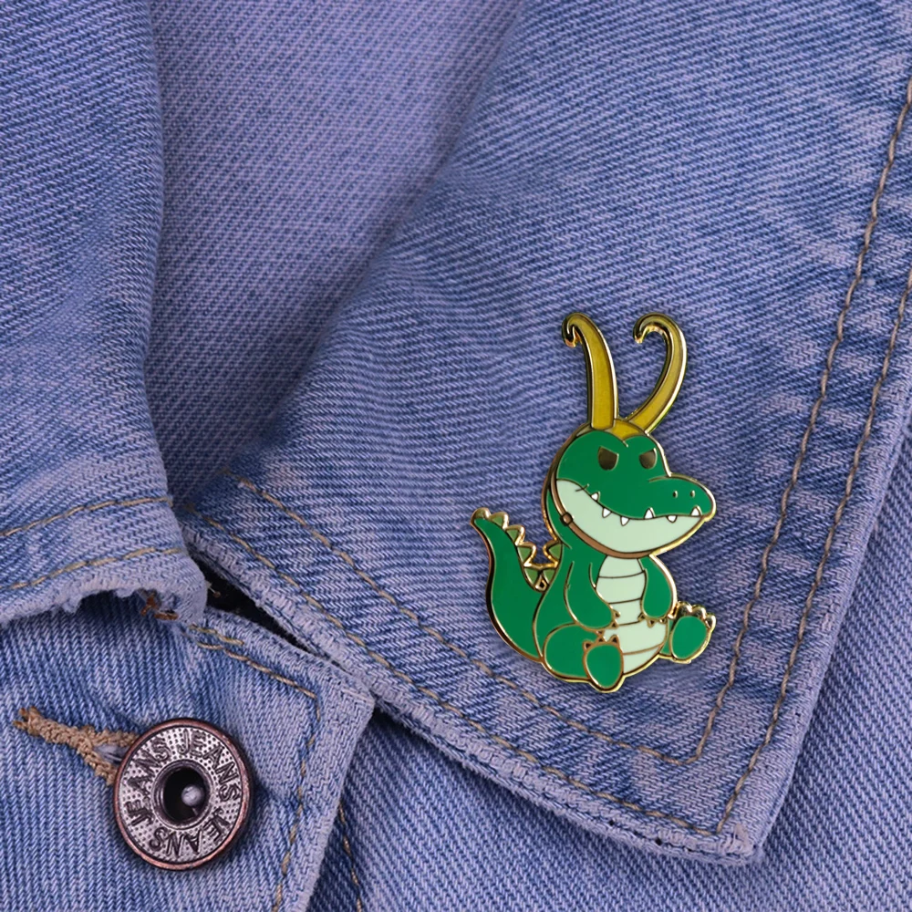 

New Crocodile Loki Enamel Pin Exquisite Classic Movie Same Lapel Badge Brooch Jewelry Gift for Film Fans