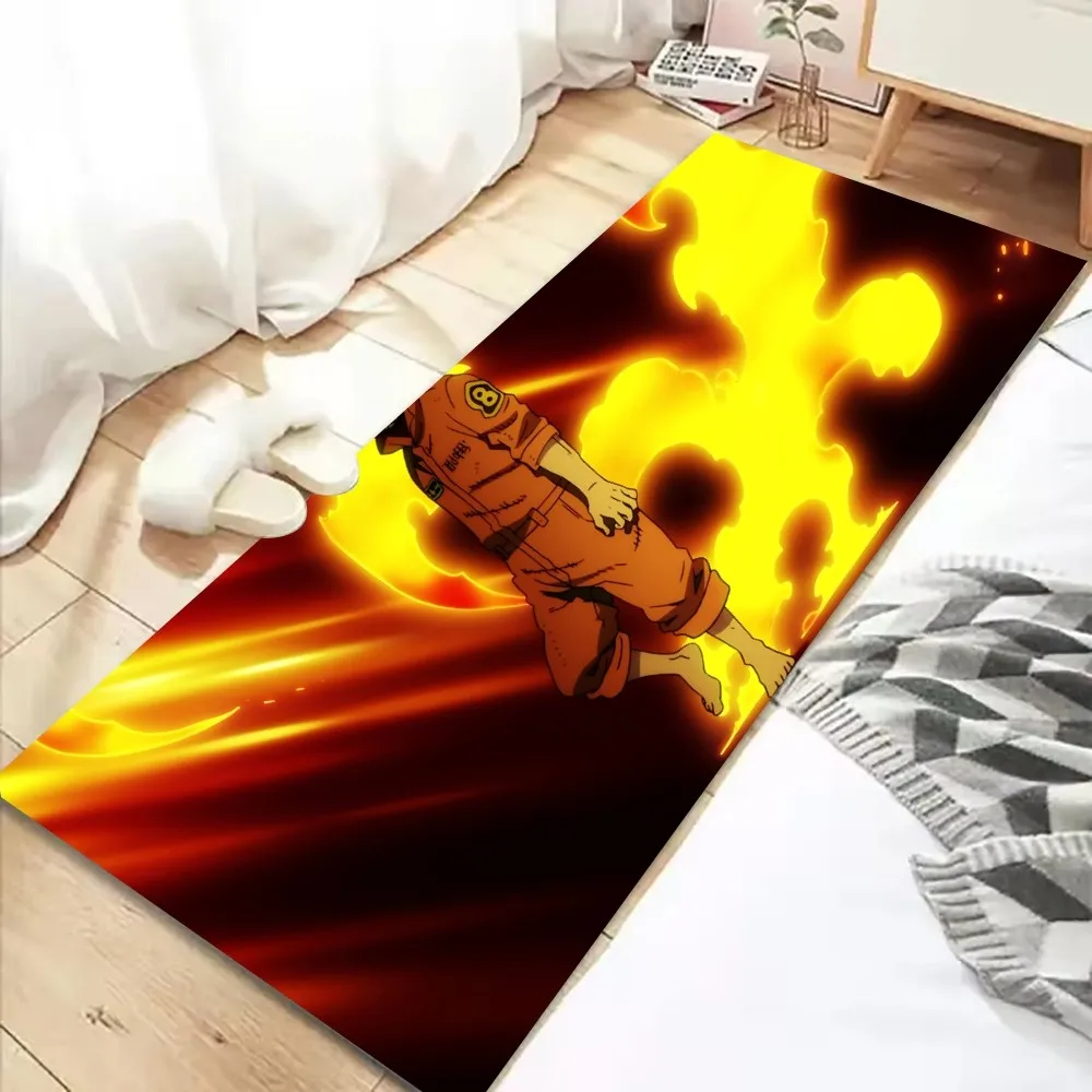 Anime Fire Force Floor Mat Graphic Printed Flannel Doormats For Bathroom Kitchen Entrance Carpet Home Decor