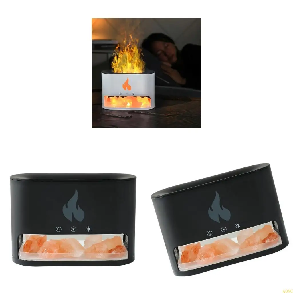 

A0NC Реалистичный диффузор для эссенции пламени с кристаллическим соляным камнем и 7-цветной светодиодной лампой для работы на