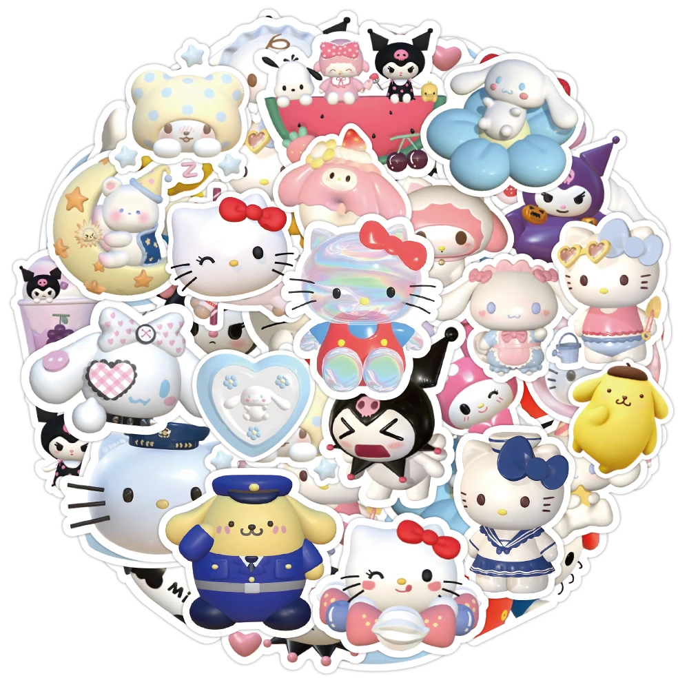 10/30/60/120pcs Kawaii Kuromi My Melody Hello Kitty Stickers for Kids Girls DIY Laptop Phone Cute Cartoon Sanrio Sticker Decals