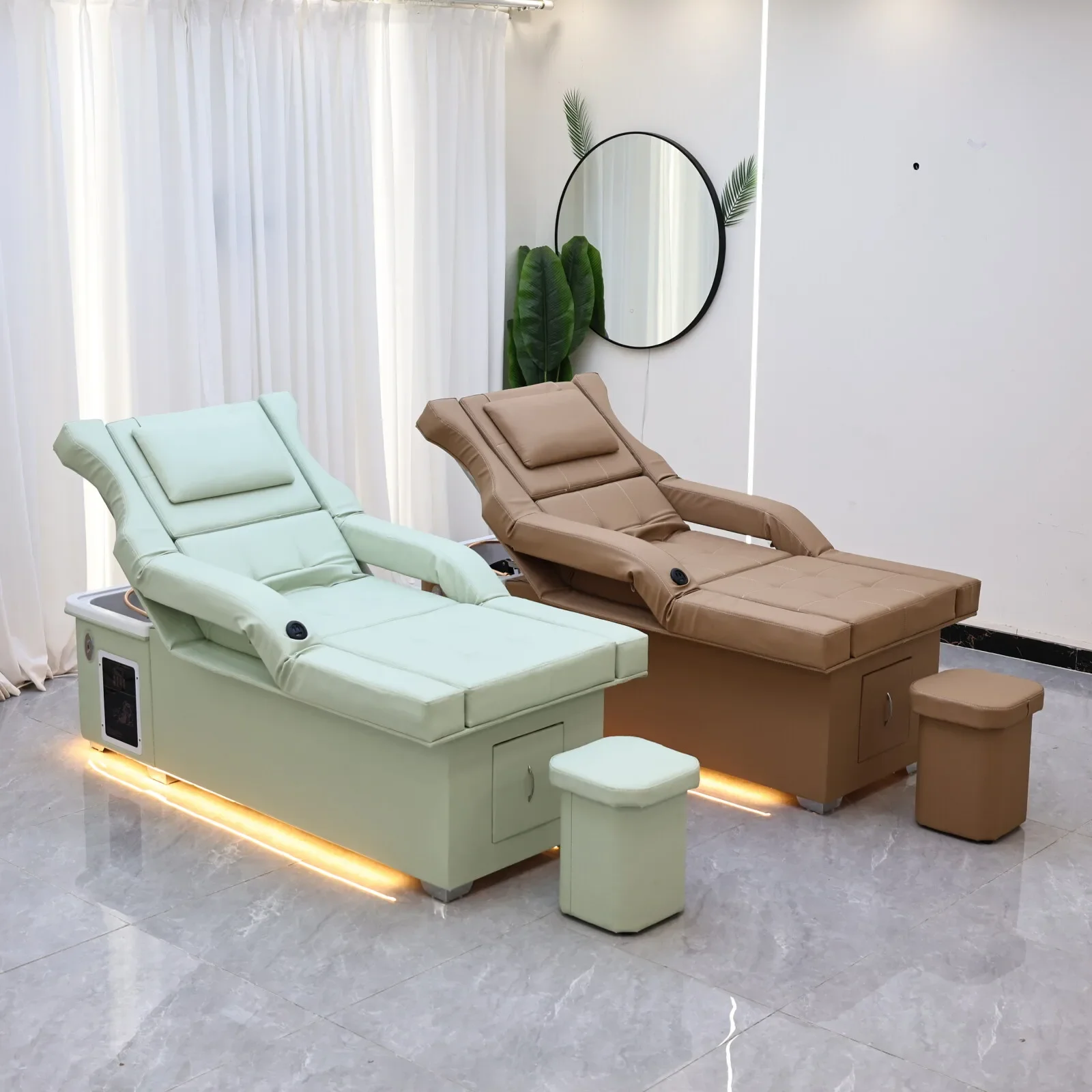 XinSheng Electric Lift Shampoo Bed Massage Table – 4-in-1 Salon Station with Head SPA Fumigation, Hair-Wash Basin & Foot Bath