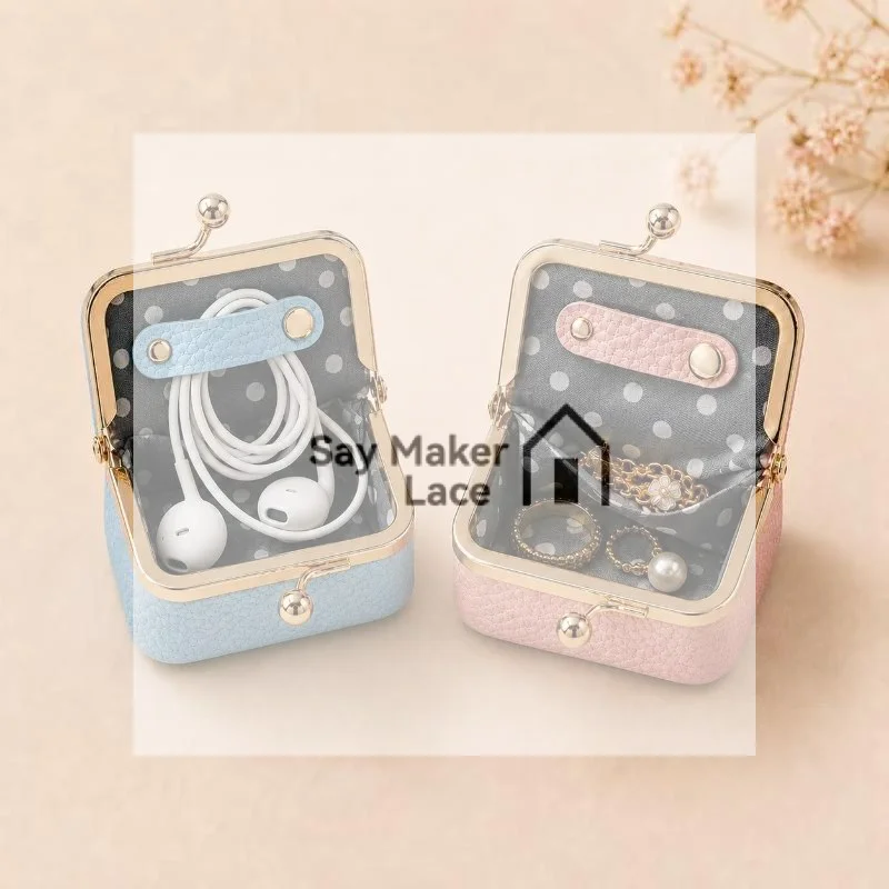 Women's Mini Jewelry Box Exquisite Kiss Lock Coin Bag Portable Travel Ring Box,Suitable For Storing Earrings,Rings,and Necklaces
