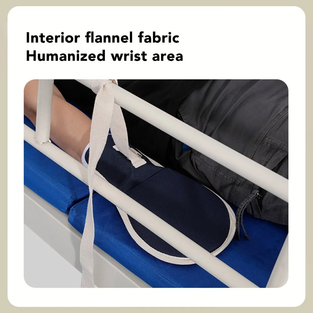 Navy Blue Breathable Cotton Patient Restraint Gloves Mesh, Nylon Tape, Plastic Board 29*20cm Anti-Pull Tube Wrist Fixation Mitts