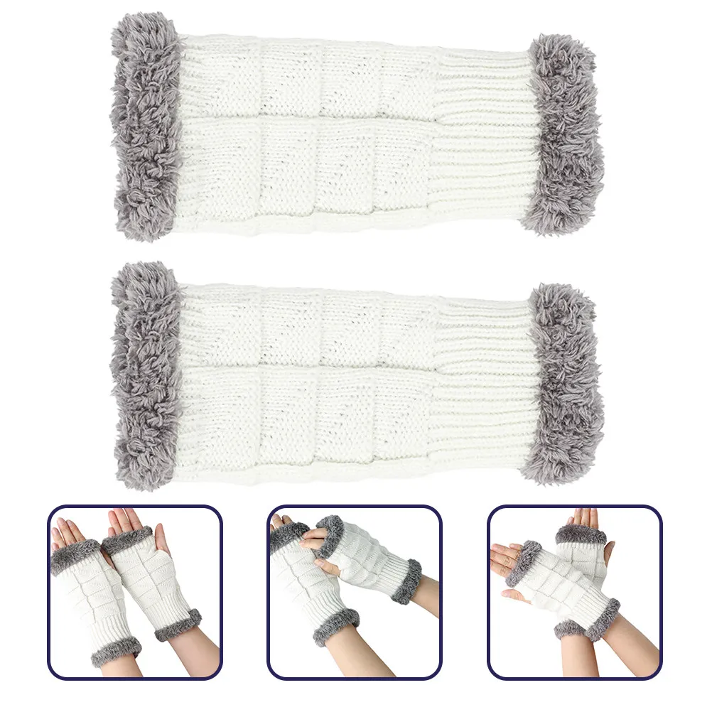 

1Pair Premium Knitted Open Finger Gloves Winter Thermal Half-Finger Gloves for Women Windproof Warm Keeping Comfortable