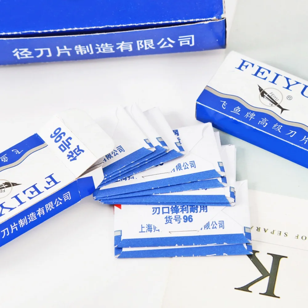 50 قطعة الفولاذ المقاوم للصدأ حافة مزدوجة شفرات حلاقة الرجال الحلاقة للحلاقة الرجال شفرة المهنية الحلاق الحلاقة أداة تهذيب اللحية #5