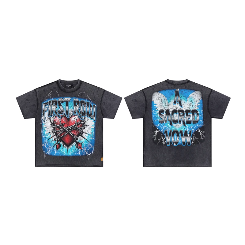 

Красные футболки с короткими рукавами и принтом Loving Heart для мужчин и женщин FIRST ROW