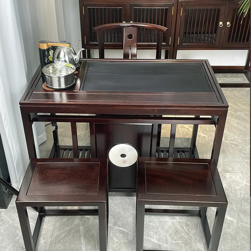 Country MDF Board Center Table with Wheels Compact Size Classic Design Waterproof Extendable Sliding Doors for Home Decor