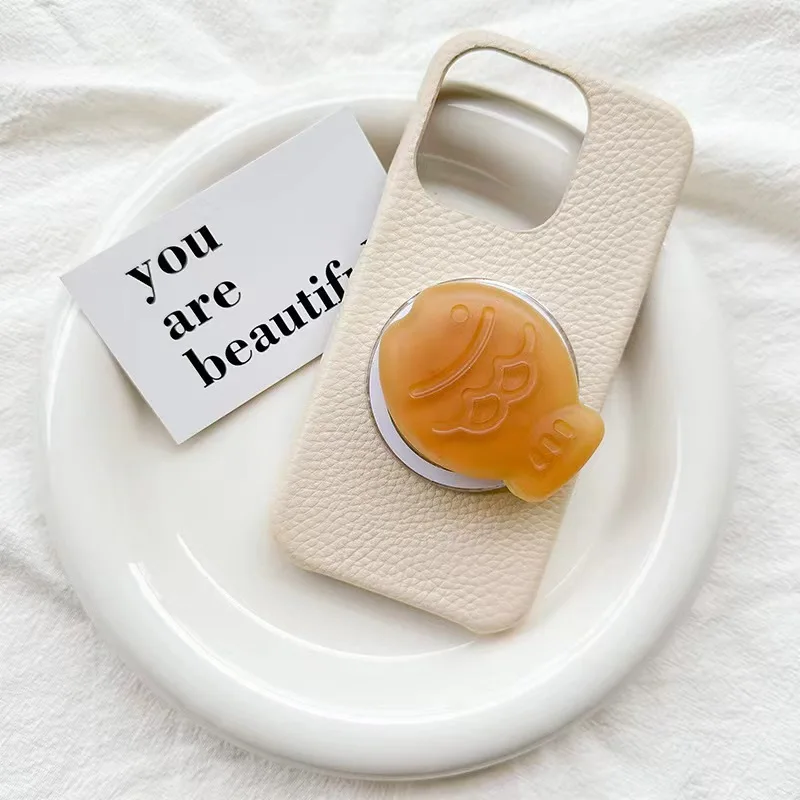 Cute 3D Taiyaki For Magsafe Magnetic Phone Griptok For iPhone Wireless Charging Case Grip Tok Folding Finger Stand Socket image 4