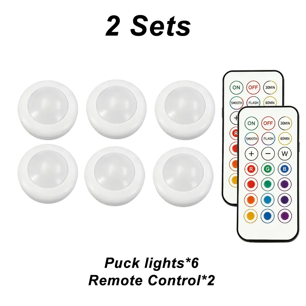 Für Bambu Lab Puck Lights Fernbedienung RGBW Bambu Lab KC007 3D-Drucker Kabelloses 16-Farben Rundes LED-Lampen-Set Timer Dimmbares LED-Kit
