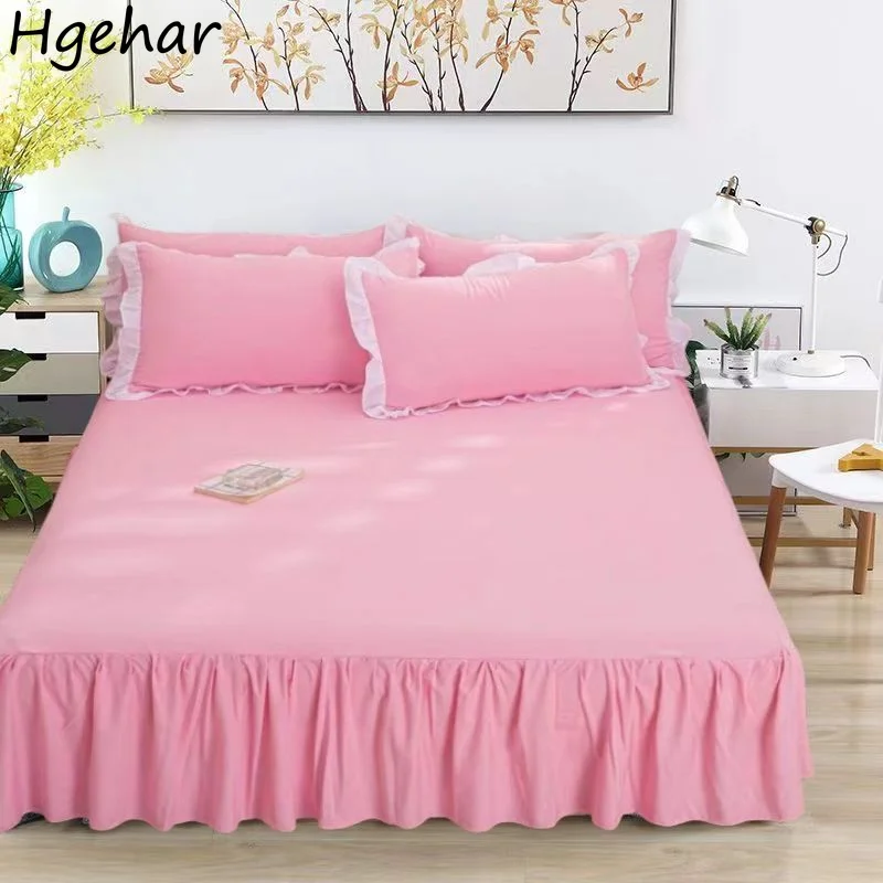 Bed Sheets Queen Size Solid Color Durable Flat Antibacterial Tender Comfortable Mattress Cover Full Size Korean Style Non-slip