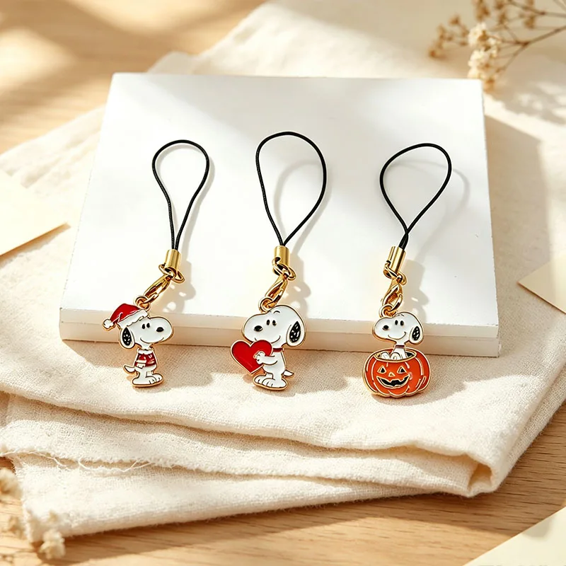 Pumpkin Snoopy Keychain Chain Key Lanyard Kawaii Anime Bag Key Chain Jewelry Decoration Small Gift for Friends