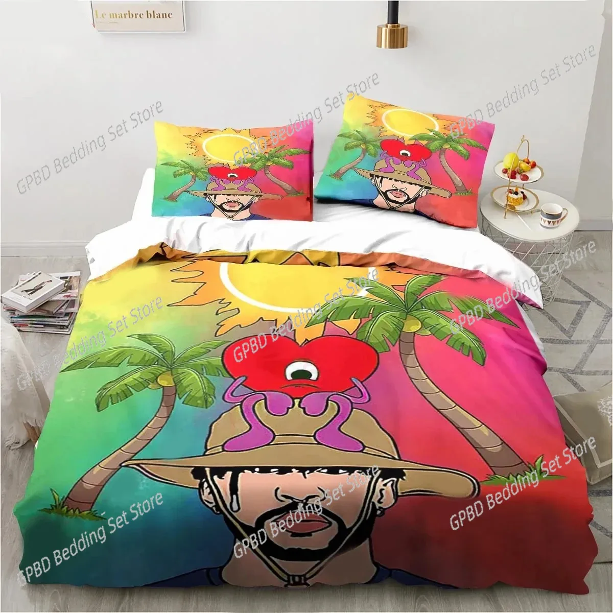 

Funny Bad Bunny Un Verano Sin Ti Bedding Set,Duvet Cover Bed Set Quilt Cover Pillowcase,King Queen Twin Size Boys Girls Adults