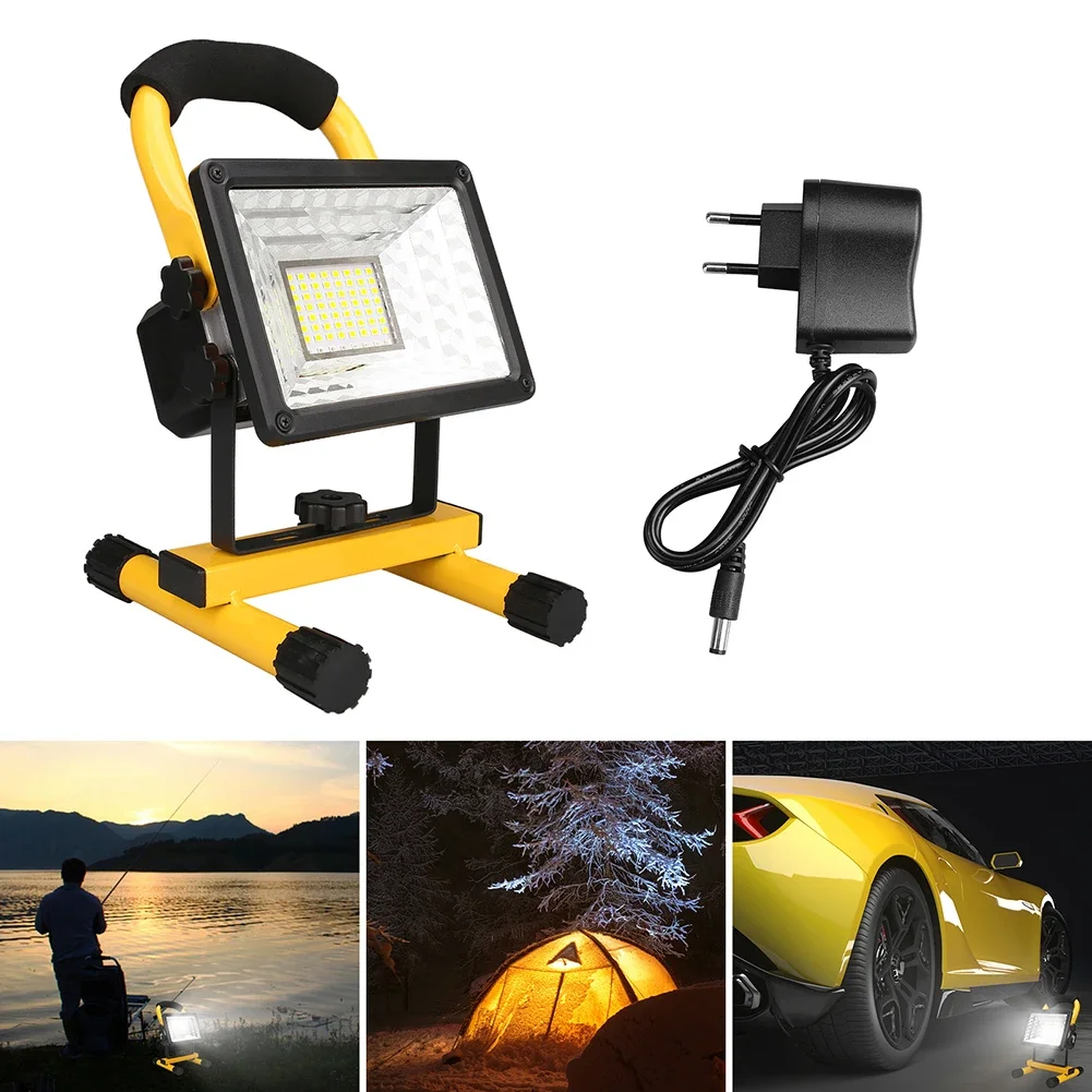 Reflector LED portátil recargable, foco impermeable, reflector alimentado por batería, lámpara de trabajo al aire libre, linterna de Camping, 30W