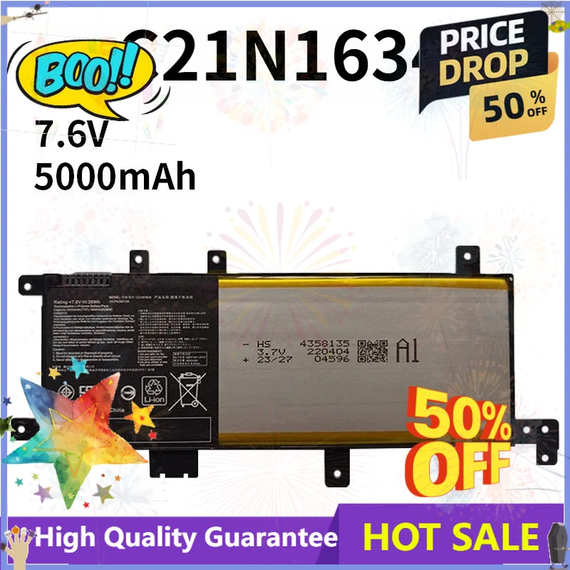 SWZY SWZY 7.6V 5000mAh For ASUS C21N1634 A580U/B R/X542U FL5900L FL8000U Notebook Battery
