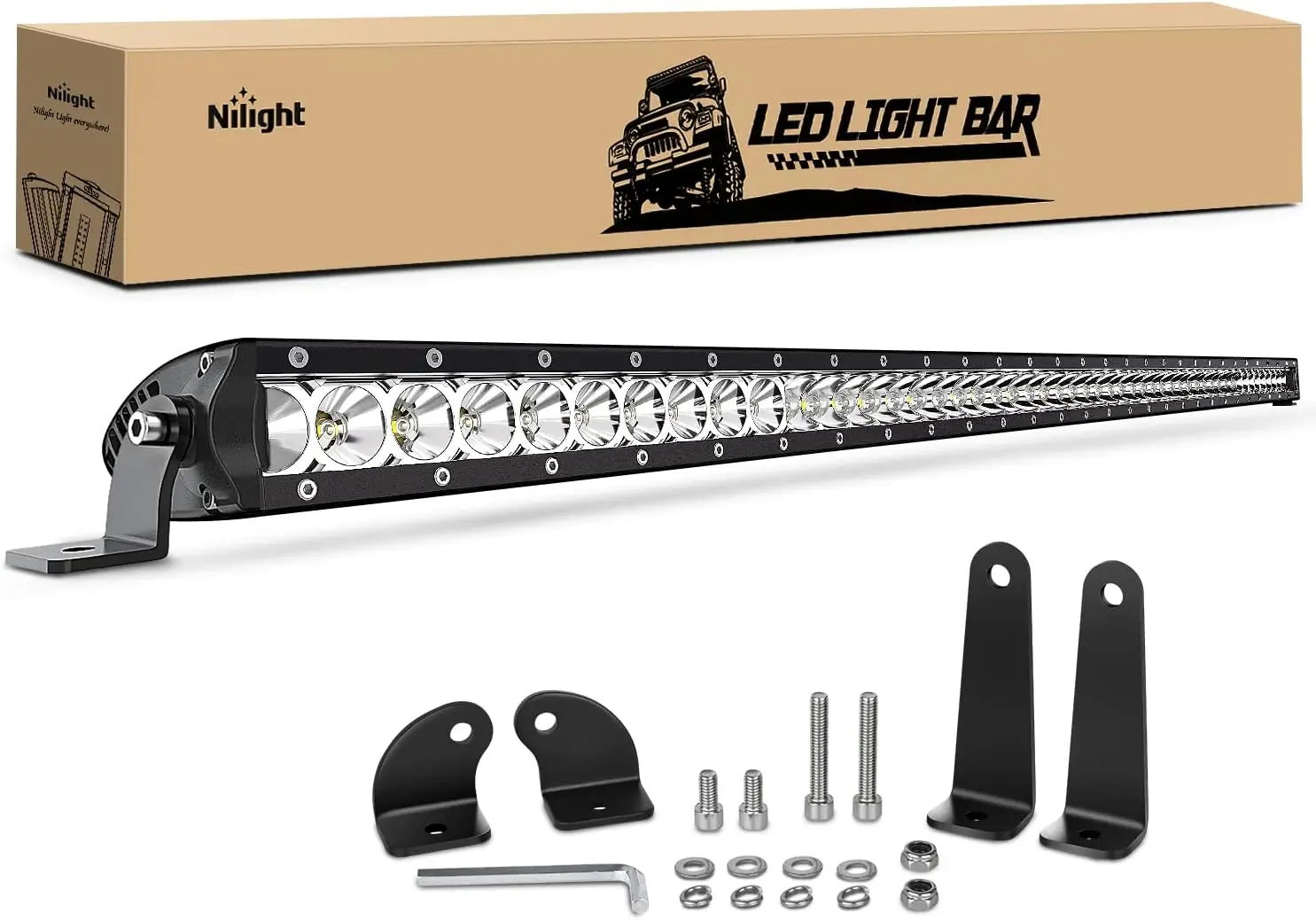 

200W LED Off-Road Light Bar, 41 Inch Spot Flood Combo, 19000LM for Jeep Ford Trucks Boat