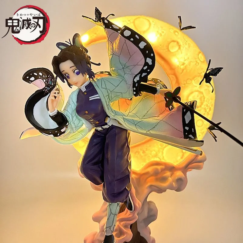 

27cm Anime Demon Slayer Figure Toy Kochou Shinobu Roof Luminous Lighted Action Figure Model Collections Decoration Doll Toy