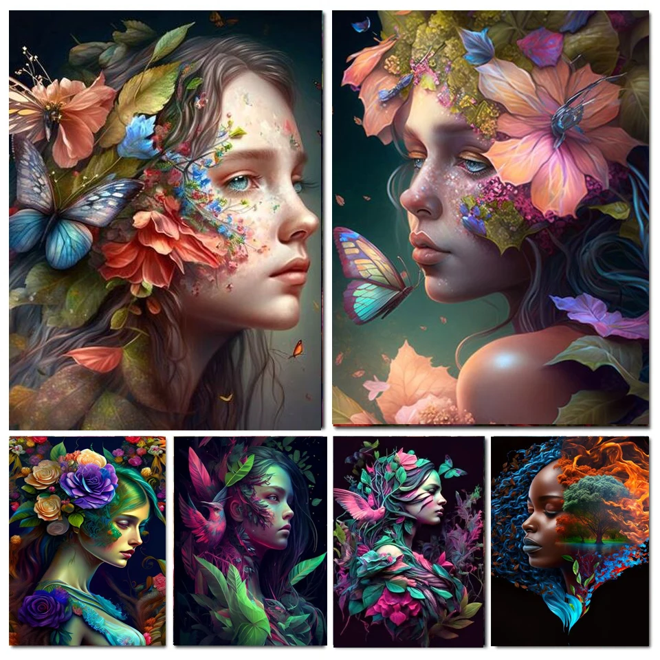 

Полноразмерная Алмазная картина с изображением богини луны, круглых страз, фэнтези, сказочный эльф, мозаика, картина из искусственной вышивки, Настенный декор Y1087