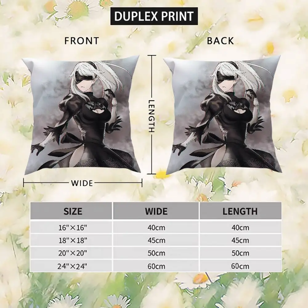 Nier Automata كيس وسادة الوجهين الطباعة غطاء الوسادة 45x45 الوسائد الزخرفية أريكة ديكور المنزل المخدة الناعمة #5