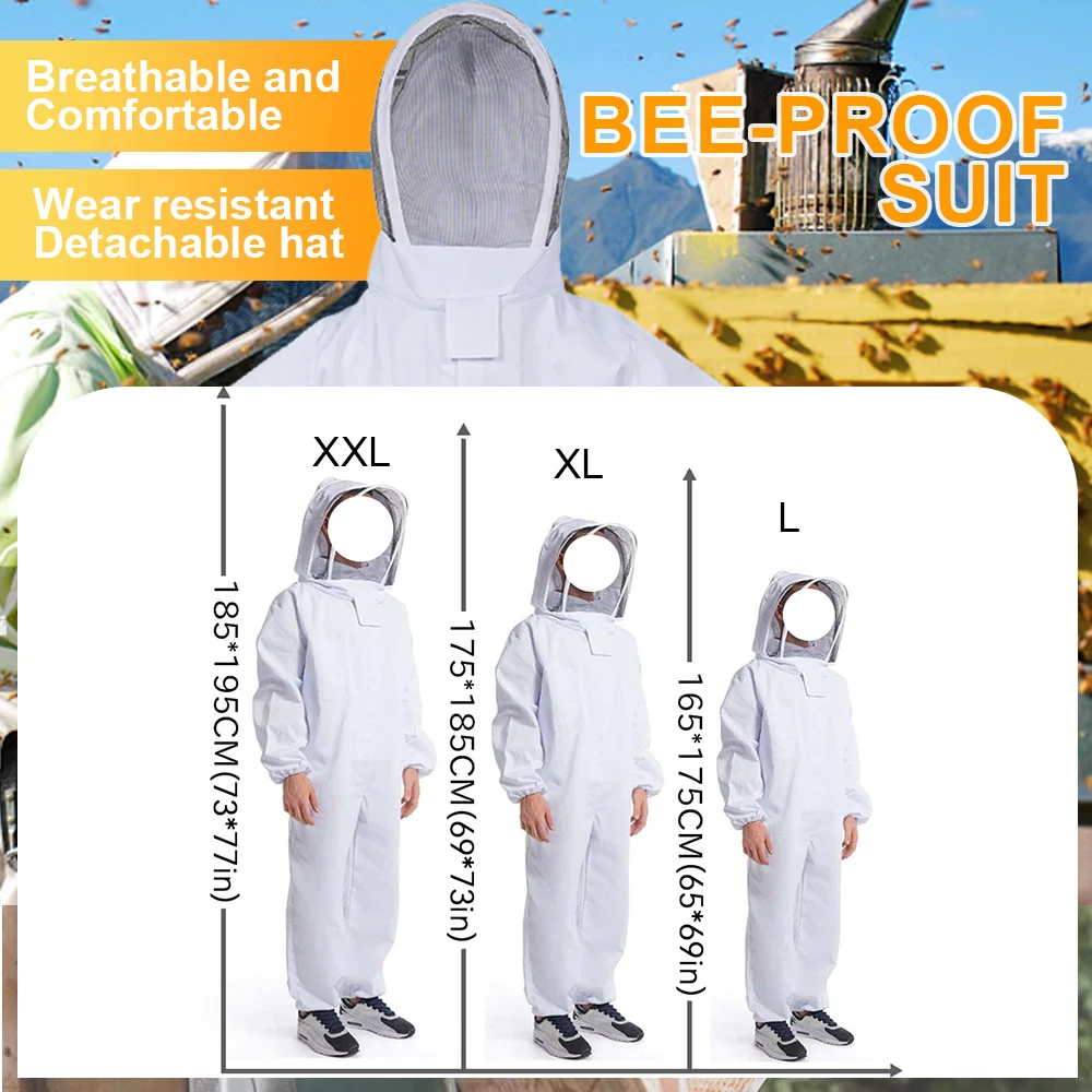 

Full Body Beekeeping Clothing Professional Beekeepers Bee Protection Beekeeping Suit Safty Veil Hat Dress All Body Equipment