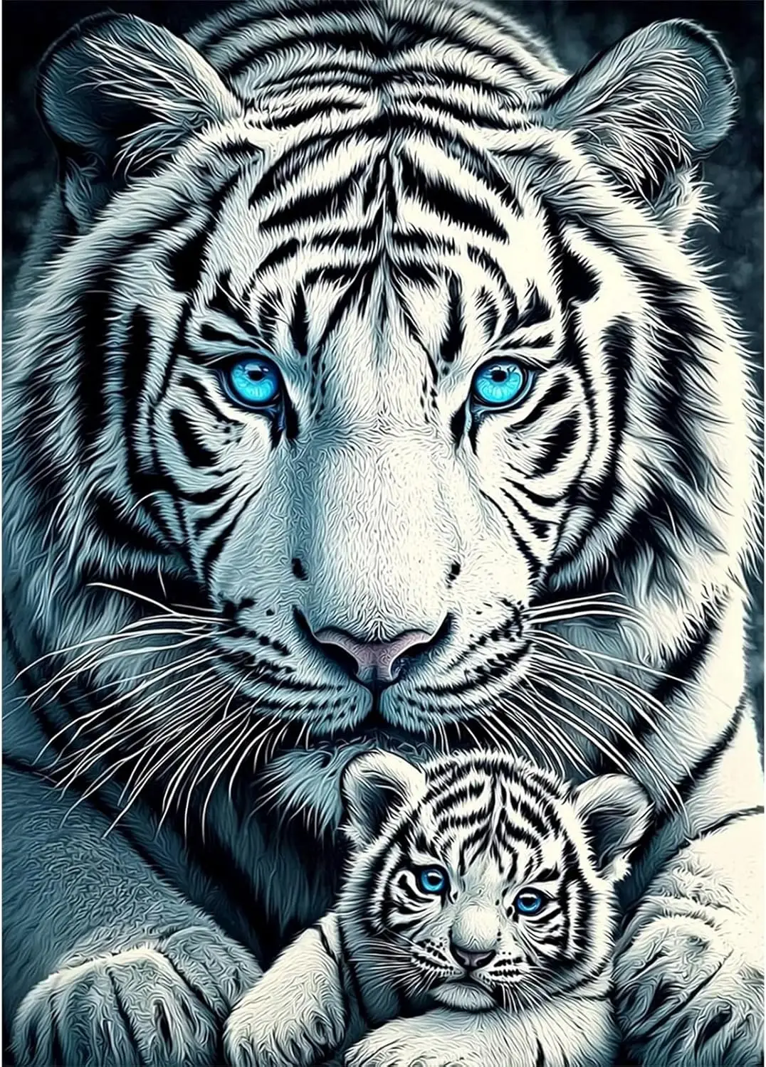 

RICUVED White Tiger Diamond Painting Kits for Adults, 5D Diamond Painting Animal Diamond Art Kits for Beginners