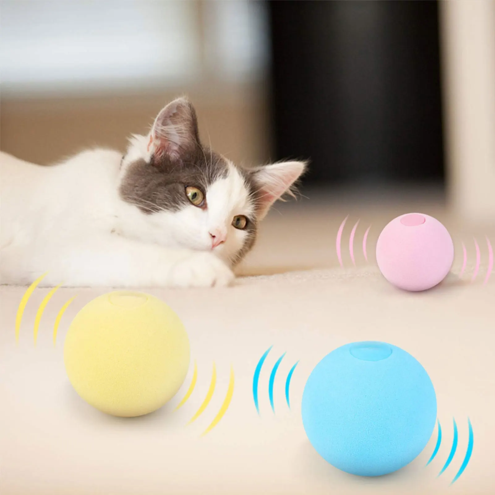Pelota de juguete interactiva para gato, bola inteligente eléctrica giratoria automática de 360 grados, artefacto de autocuración