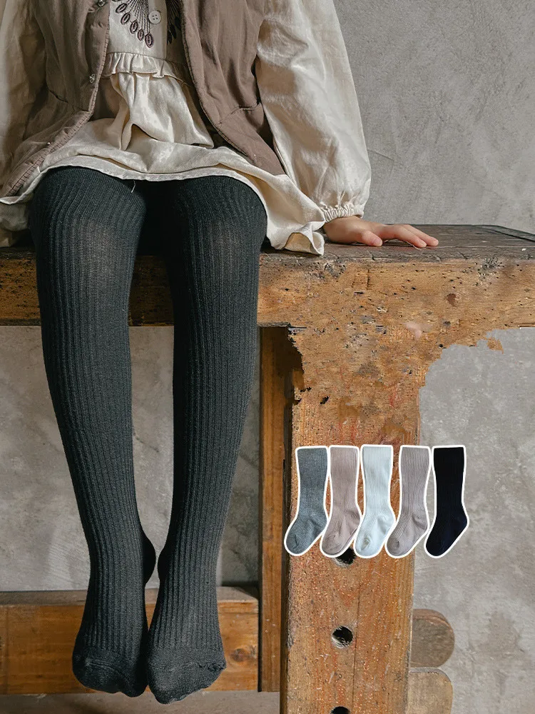 Cotton Girls Tights Solid Color Kids Pantyhose Spring Autumn Kids Trousers