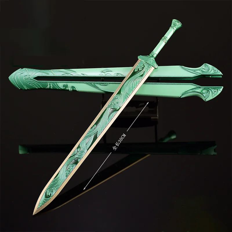 30cm 검과 요정 7 게임 모델 올메탈 공예 장식품: 블루 스카이 검 칼집이 있는 카타나 컬렉션 나이프 장난감
