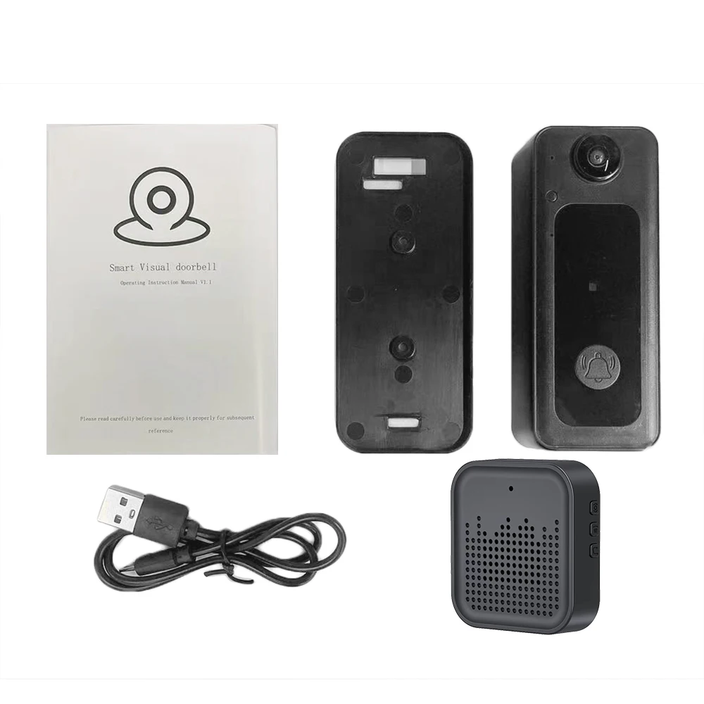 WIFI Doorbell Camera Wireless Door Bell Cam with 125° Wide Angle Visual Indoor Chime Smart Video Doorbell HD Video Night Vision