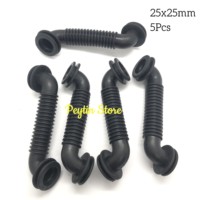 5Pcs 25x25mm Car Wire Harness Door Tube Dust-proof Threading Protection Tube Corrosion-resistant Black Rubber Tube