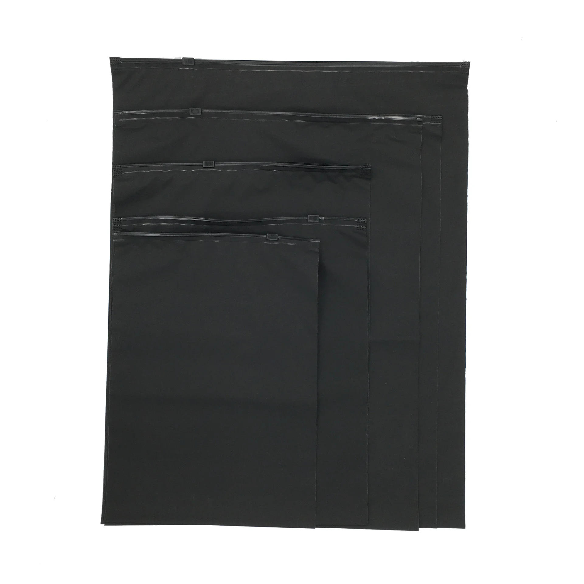 Customized logo black matte zipper bag clothing swimsuit wig packaging bag small business packaging product custom slogan
