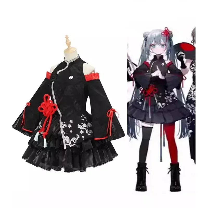 Miku moda Chinoiserie vestido trajes disfraz 39Cultura Miku Lolita lindo vestido de Anime mujeres niñas uniforme de Halloween conjunto peluca