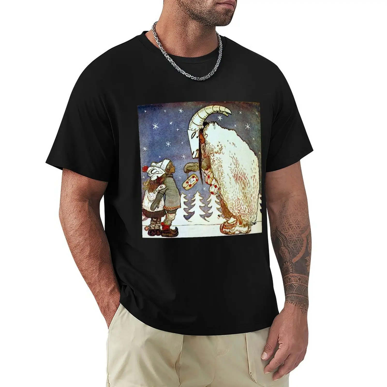 Julbocken (Yule Goat) Greetings- John Bauer T-Shirt Graphic Print Short Sleeve T-Shirt