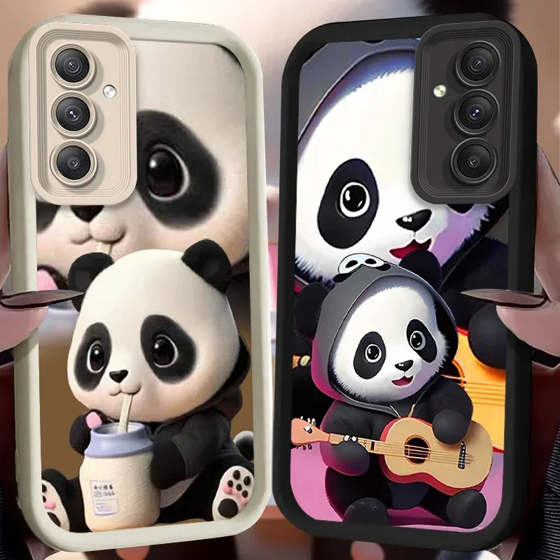 Lovely Cartoon Panda Case for Samsung Galaxy S25 S24 S23 Ultra S22 S21 Plus FE 5G A54 A34 A14 A73 A53 A33 5G Soft Silicone Cover