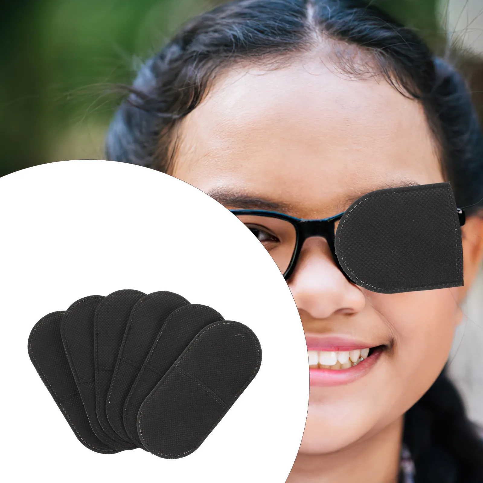 

6Pcs Amblyopia Correcting Eye Patches Full Cover Light Blocking Breathable Fabric Eye Covers Glasses Compatible Adults Teens