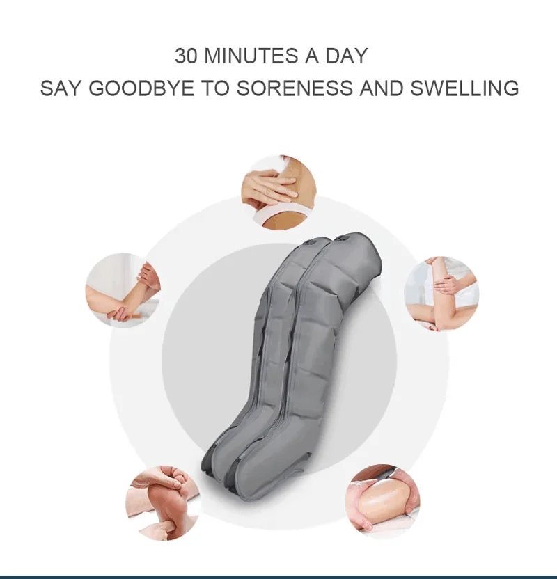6 Airbag Air Compression Leg Massager Electric Arm Waist Foot Thighs Calves Massage Circulation Loop Kneading Weight Loss Device