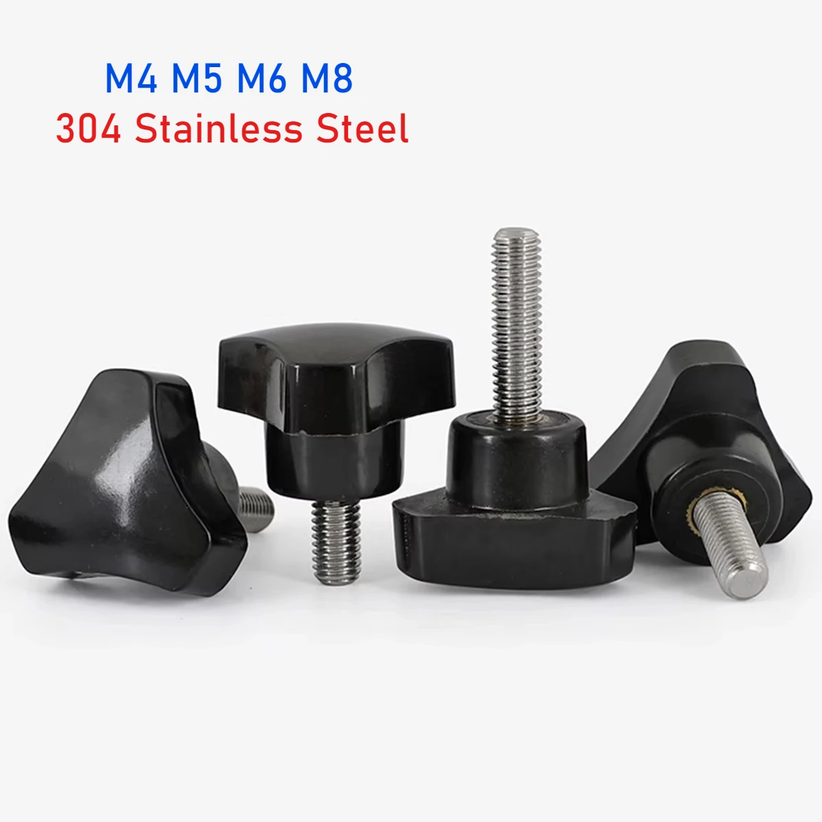 M4 M5 M6 M8 304 Stainless Steel Triangle Handle Bakelite Handle Hand Screw, Arc Knob High Quality Rotating Rubber Head Bolt