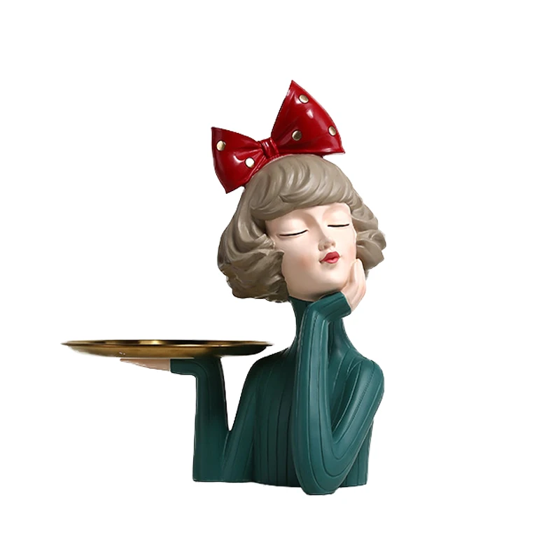 

Creative Bow Tie Girl Decoration Home Decoration Girl Tray Gum Sculpture Craft
