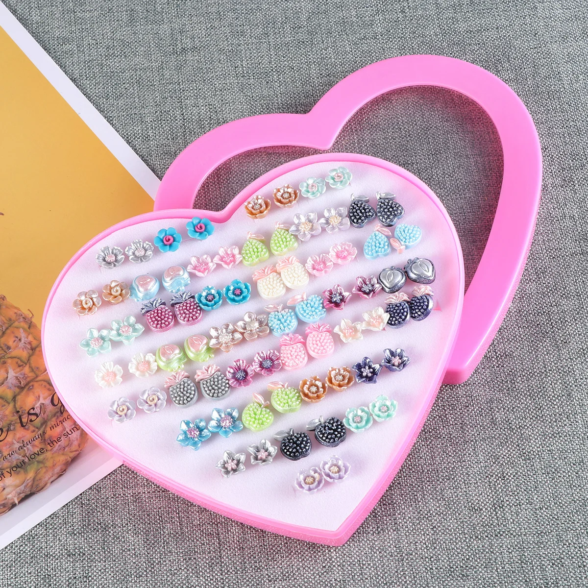36 Pairs Women Ear Studs Sweet Fashion Hypoallergenic Eco Friendly Material Elegant Storage Box Perfect Gift Party Wedding