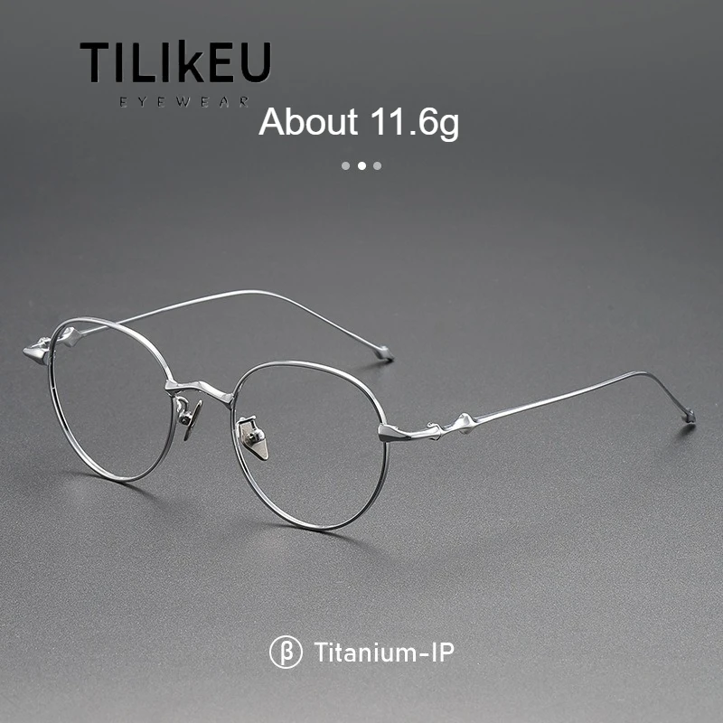 

New Titanium Alloy Large size Eyeglasses Frames Men's Luxury Retro Round eyeglass Trend Women's Luxury Designer Eyewear GP701