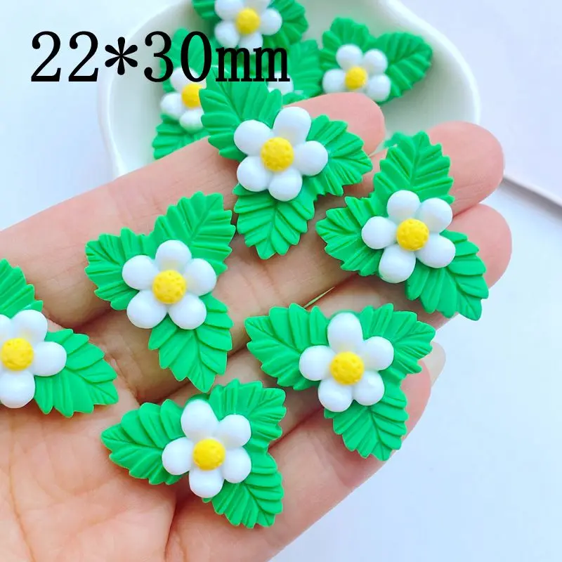 10Pcs New Cute 22*30mm Resin Cartoon Leaf Flower Series Flat Back Fit Phone Deco Parts Embellishments for Hair Bows Accessories