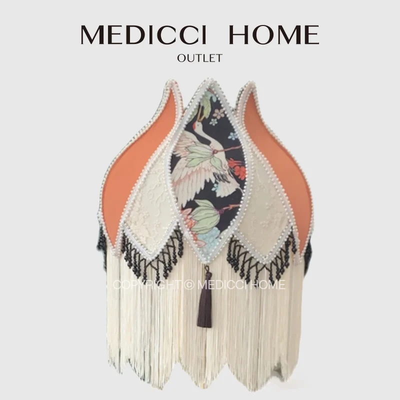 Medicci Home Japanese Crane Bird Lampshade Oriental Art Empire Gallery Lamp Cover Table Desk Lamp Floor Light Hotel Bedside Deco